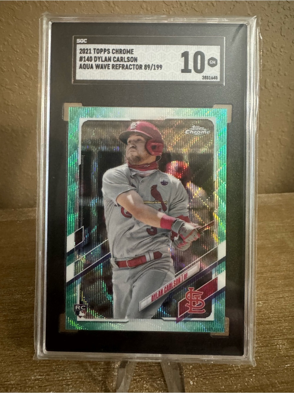 Dylan Carlson Topps Chrome 2021 SGC 10 Aqua Waver Refractor /199 Stl Cardinals